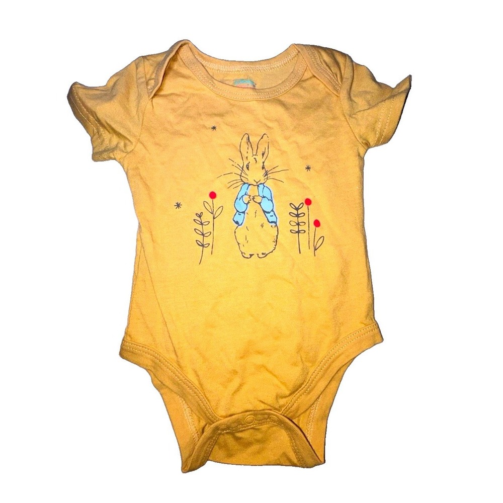 Disney Baby Yellow Peter Rabbit Bunny Graphic Short Sleeve Bodysuit 3-6M